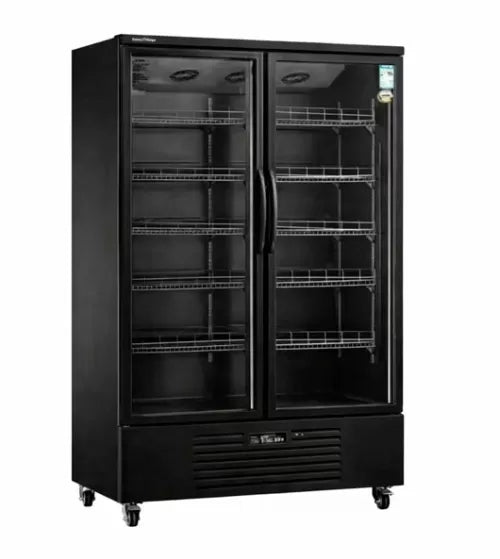 Snow Village Double Glass Door Display Fridge LC-1200FX(Black) - LC-1200FX(Black)