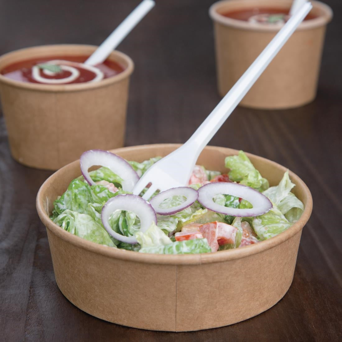 Fiesta Compostable Round Kraft Salad Bowls 500ml (Pack of 300) FB196