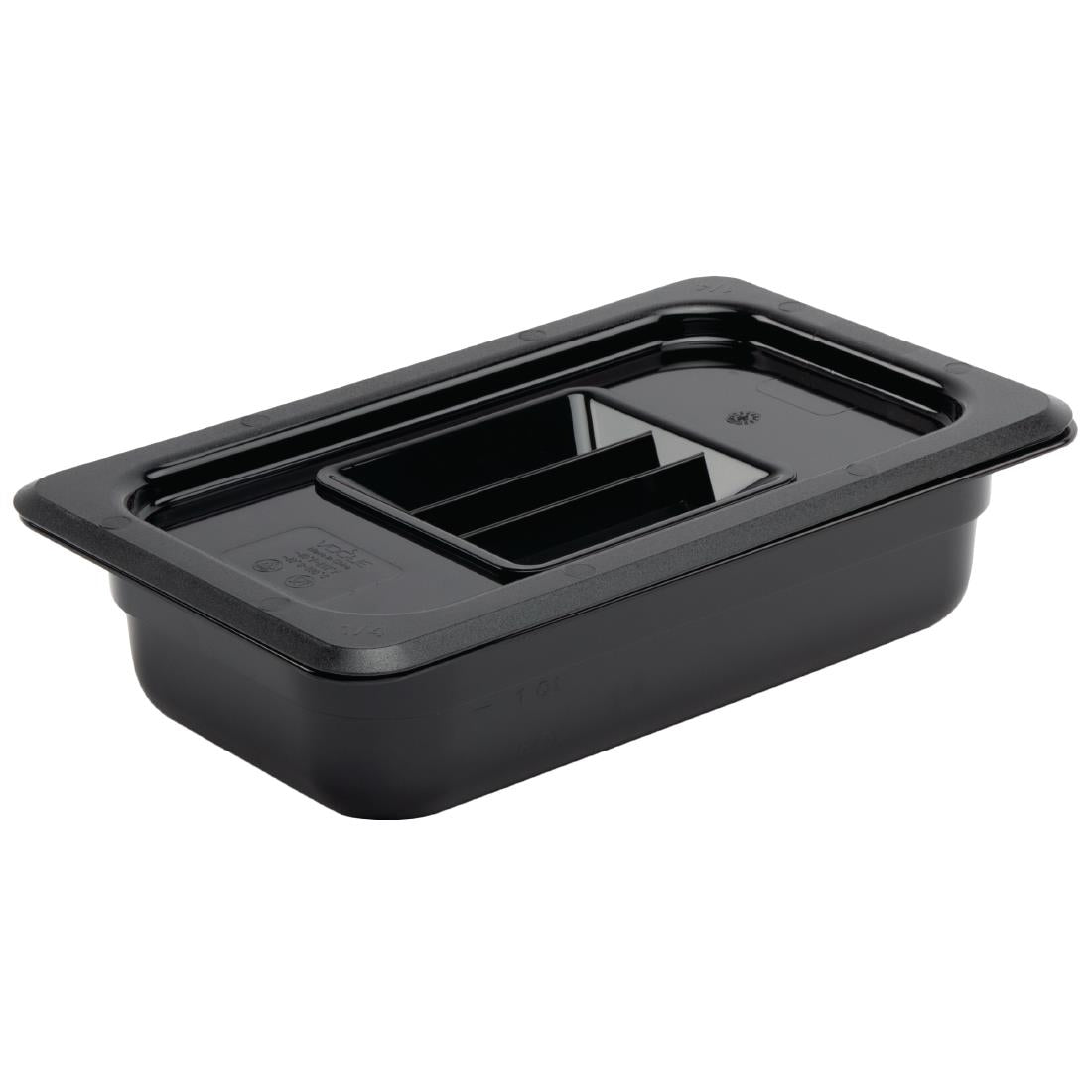 Vogue Black Polycarbonate 1/4 Gastronorm Tray 65mm U466