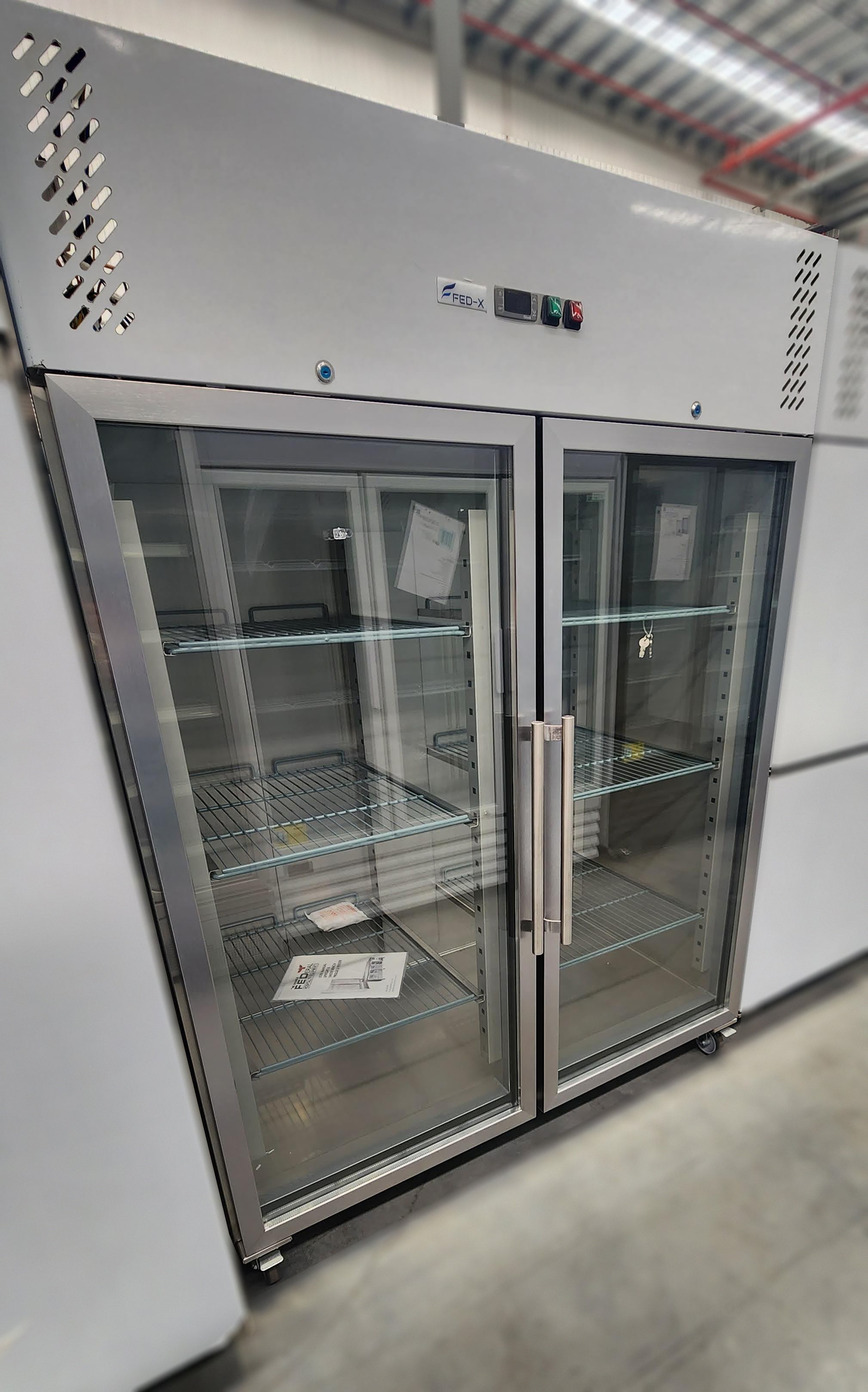 FED-X S/S Two Full Glass Door Upright Freezer - XURF1410G2V
