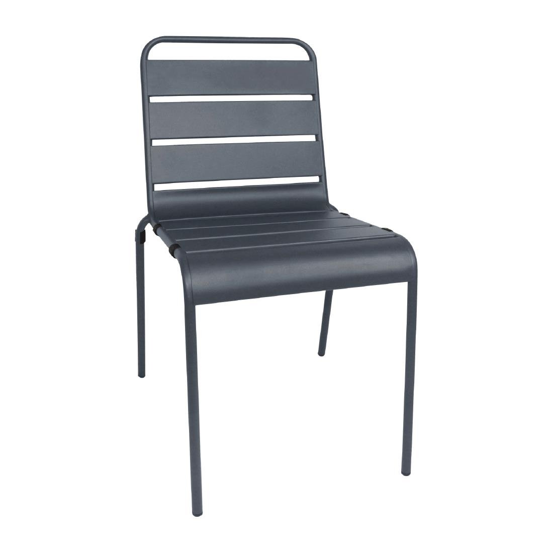 Bolero Slatted Steel Side Chairs Grey (Pack of 4) CS727