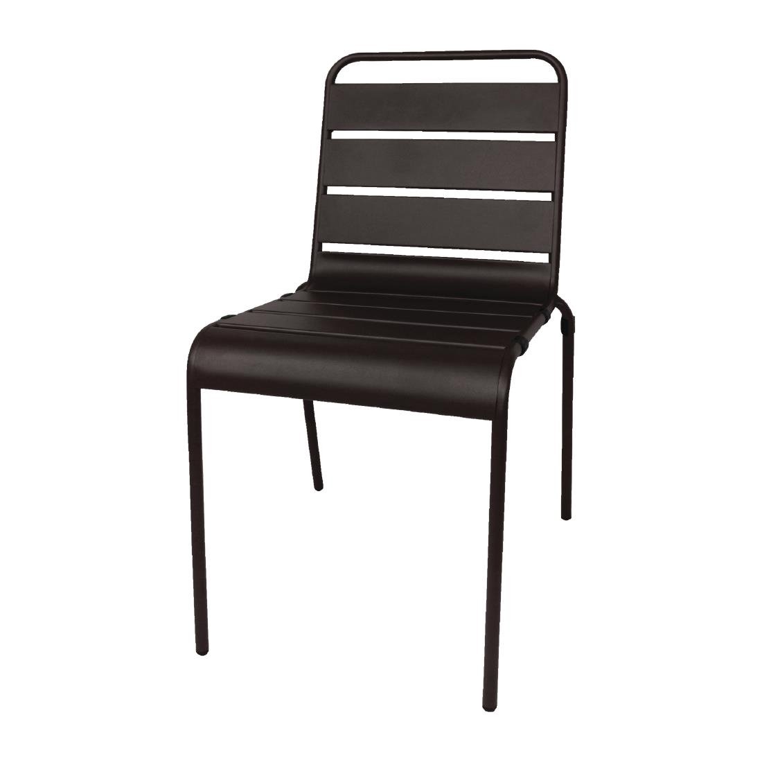 Bolero Black Slatted Steel Side Chairs (Pack of 4) CS728