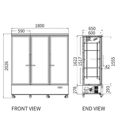 Snow Village Triple Glass Door Display Fridge LC-1800FX - LC-1800FX