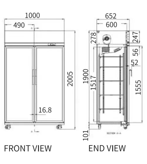 Snow Village Double Glass Door Upright Display Fridge LC-1000FS - LC-1000FS