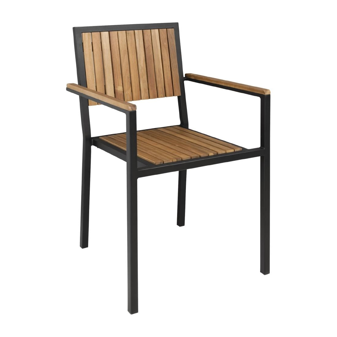 Bolero Steel & Acacia Armchair (Pack of 4) DS151