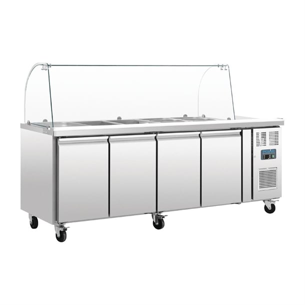 Polar U-Series Four Door Refrigerated Gastronorm Saladette Counter CT395-A