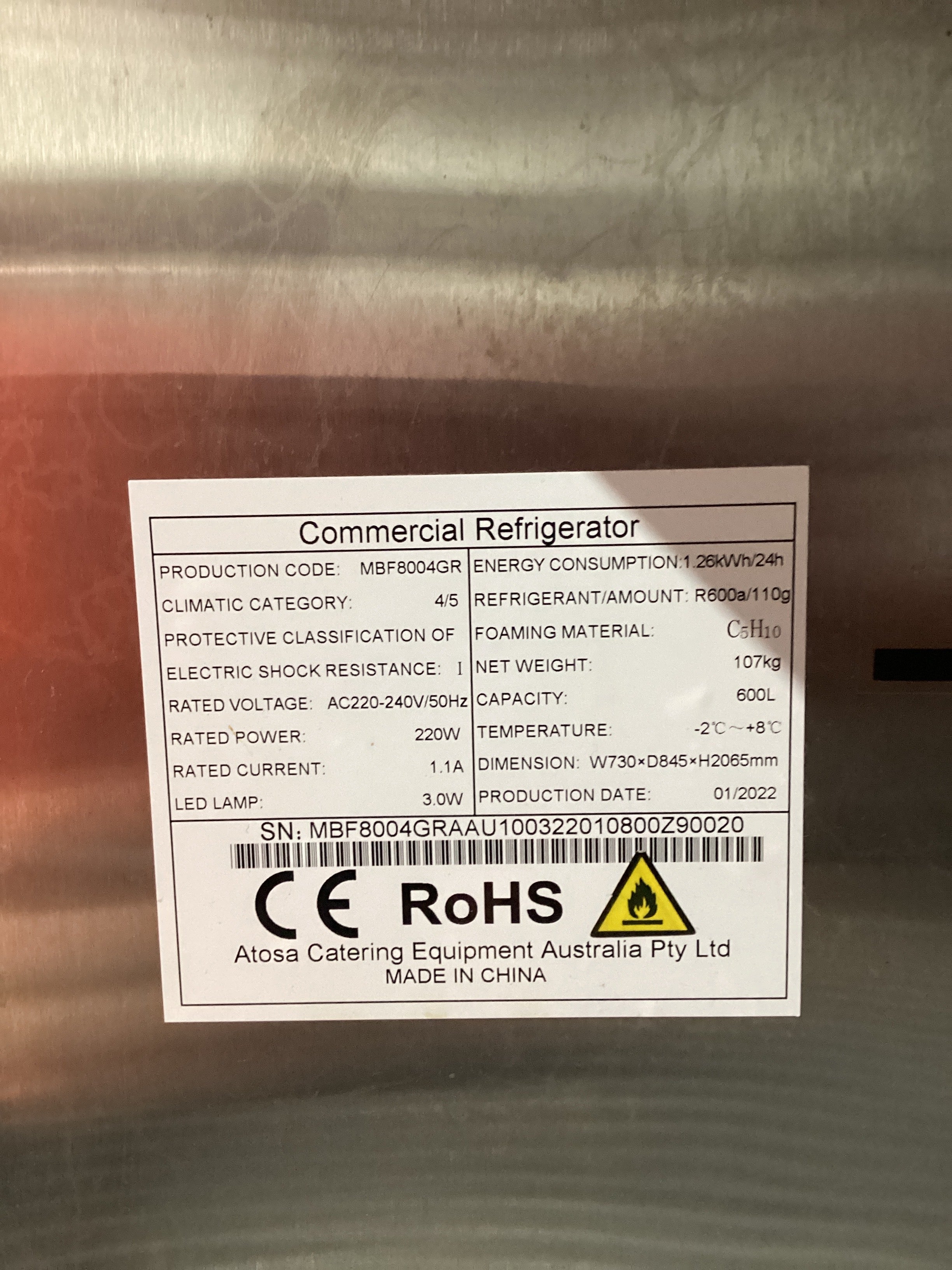 Atosa MBF8004GR Upright Fridge - 879553