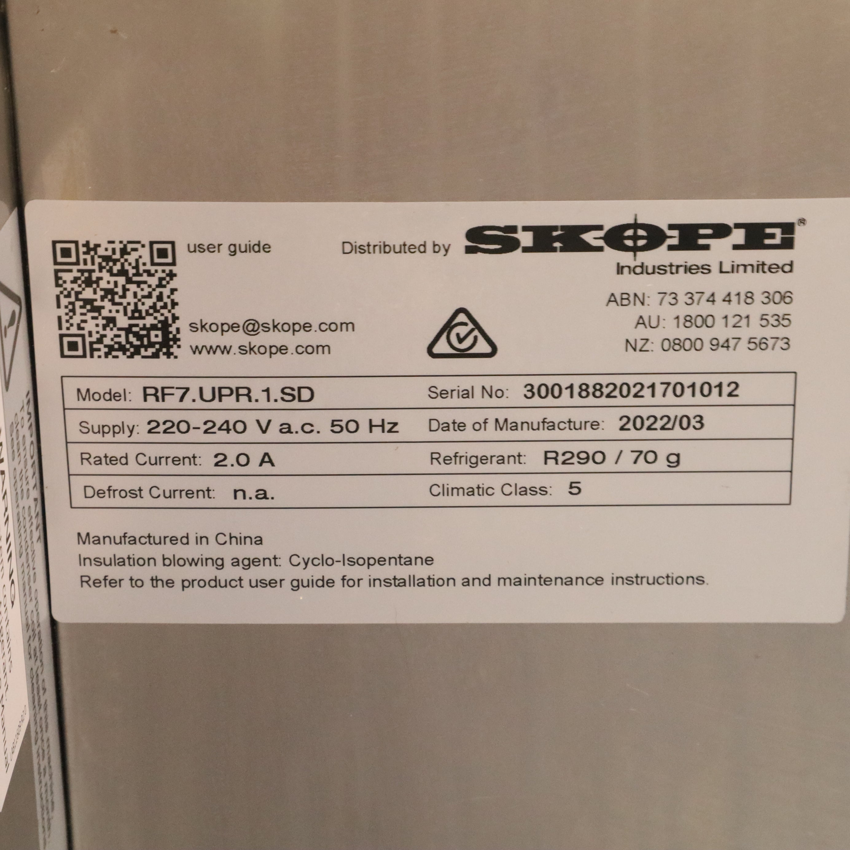Skope RF7.UPR.1.SD Upright Fridge - 879561