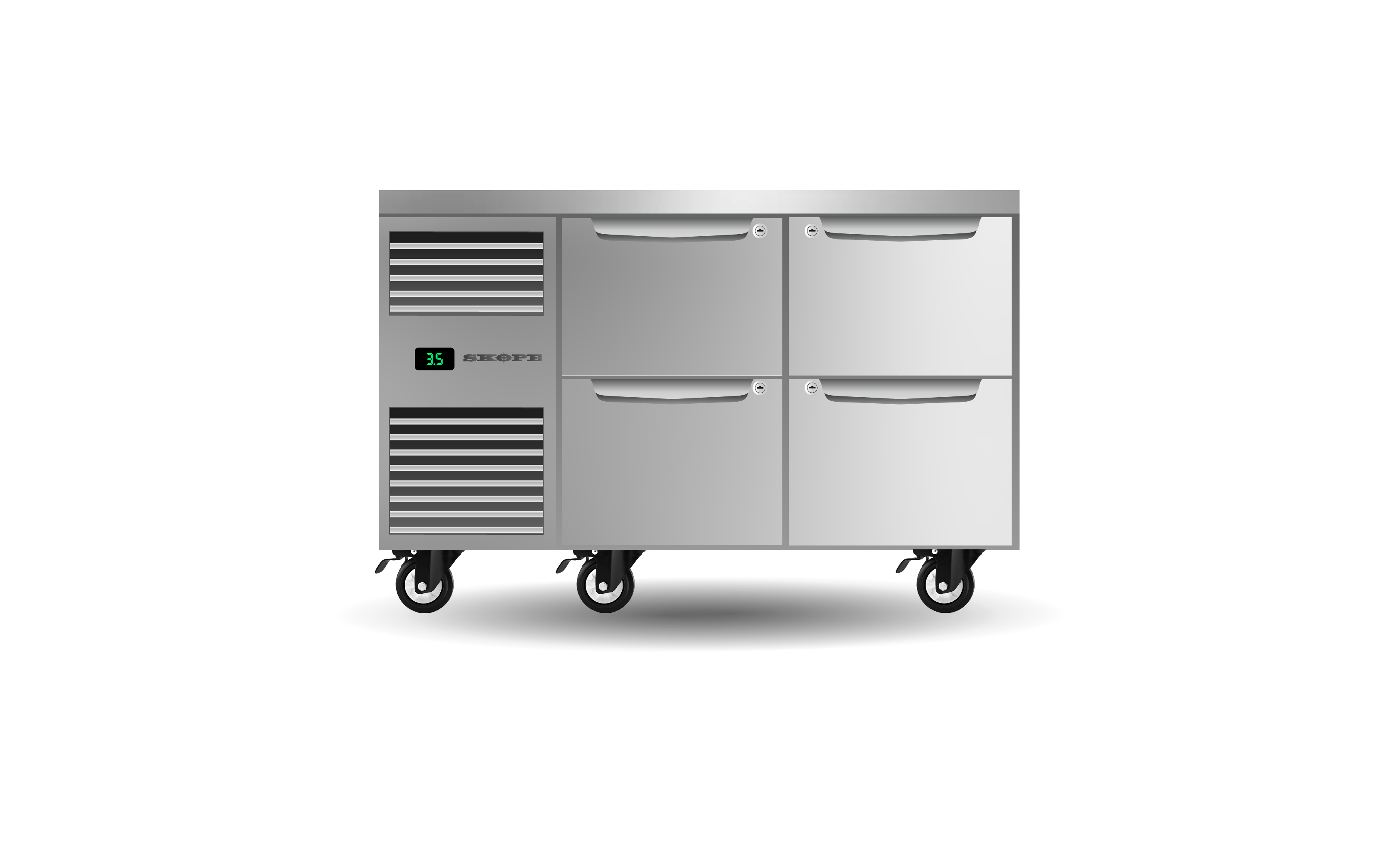 Skope Skope ProSpec Four Drawer Two Bay Underbench GN 1/1 Fridge 288L - PG11.UBR.2.D4