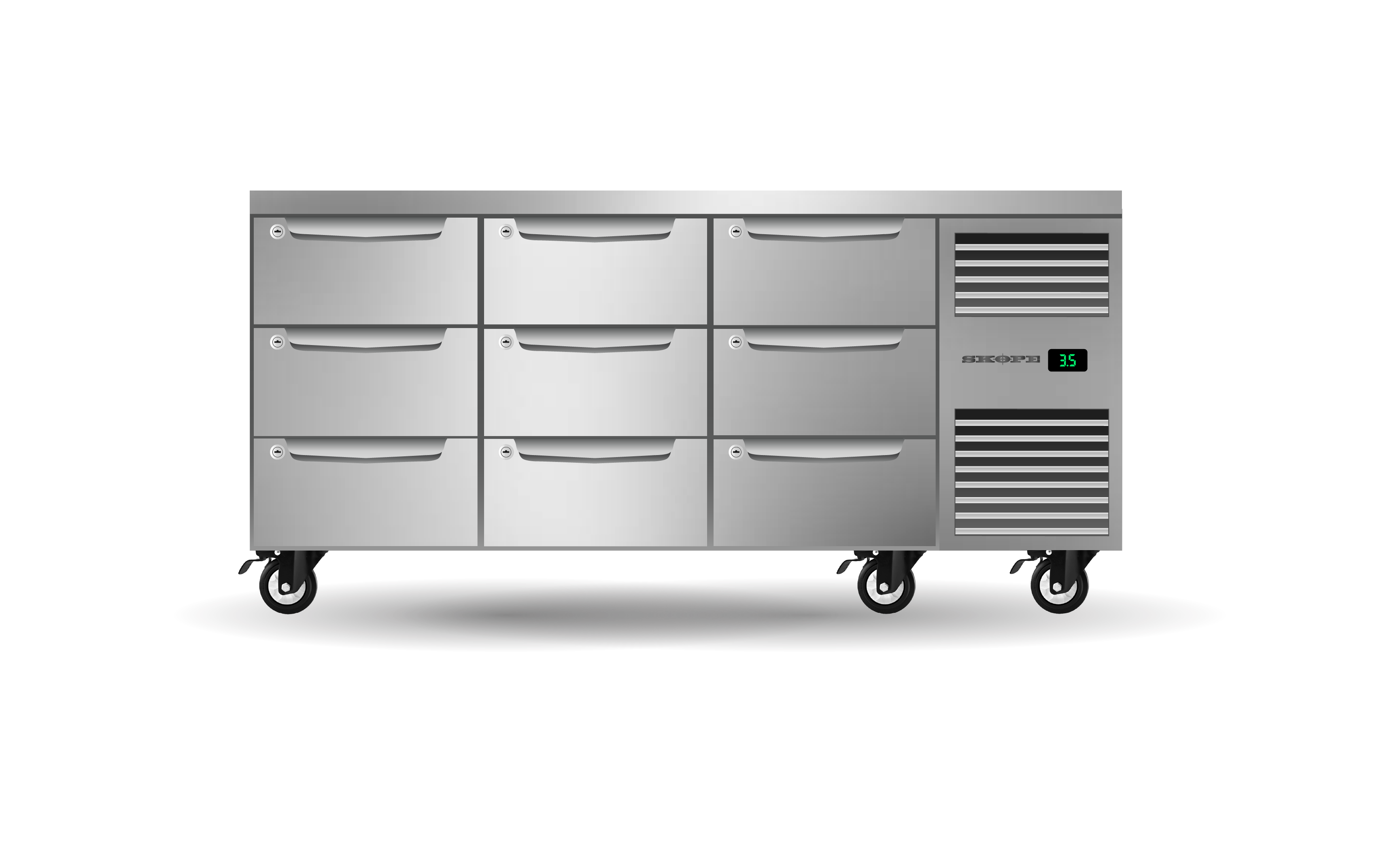 Skope Skope ProSpec Nine Drawer Three Bay Underbench GN 1/1 Right Hand Fridge 432L - PG11.UBR.3.D9.RH