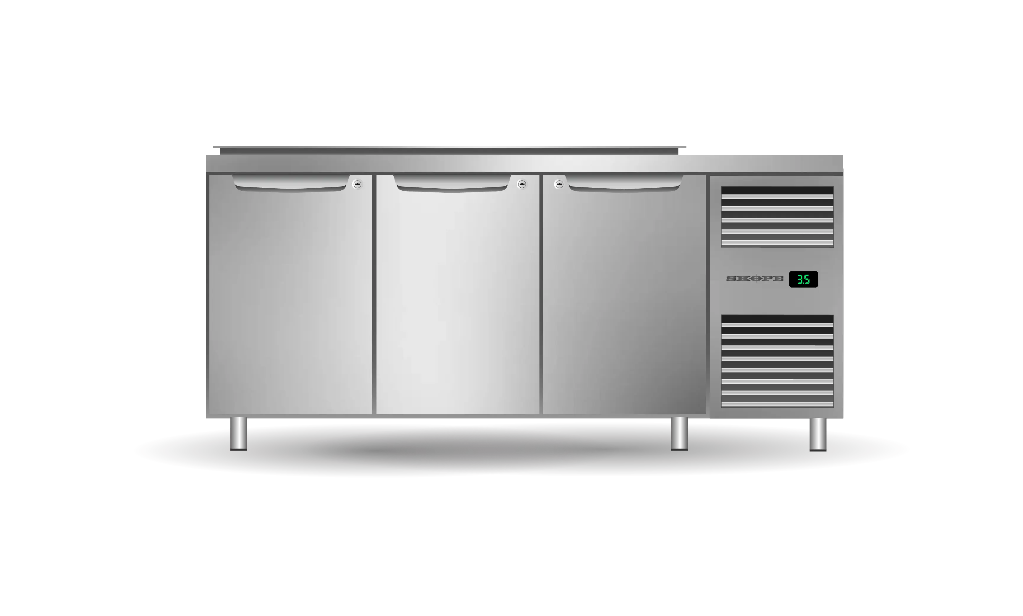 Skope Three Solid Door Salad Preparation Drop-in Collar GN1/3 Right Hand Fridge - PG13.PPS.DC.3.SD.RH