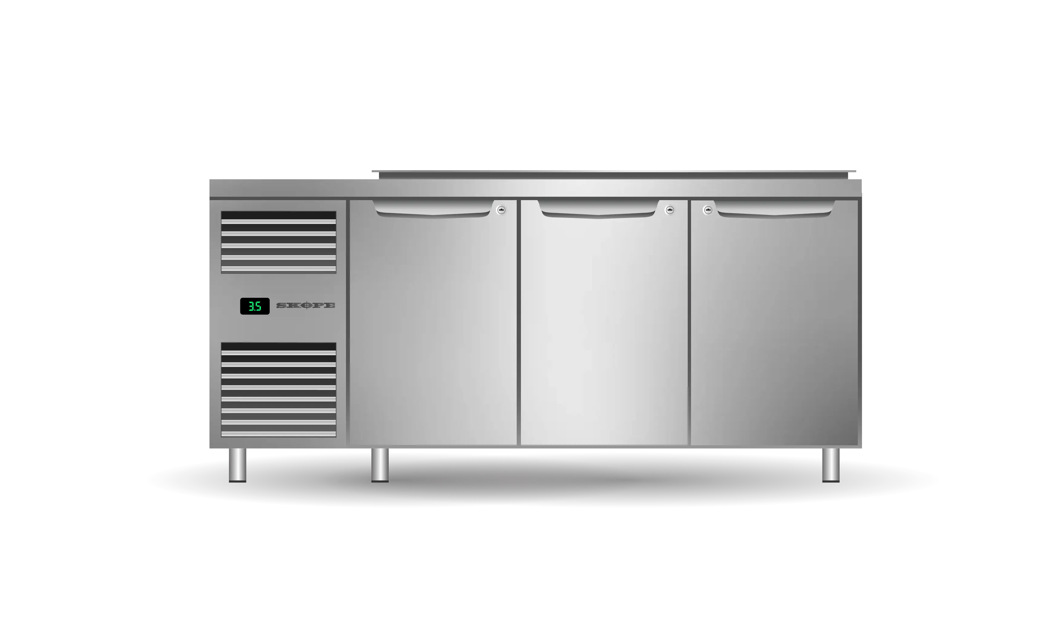 Skope Three Solid Door Salad Preparation Drop-in Collar GN1/3 Fridge - PG13.PPS.DC.3.SD