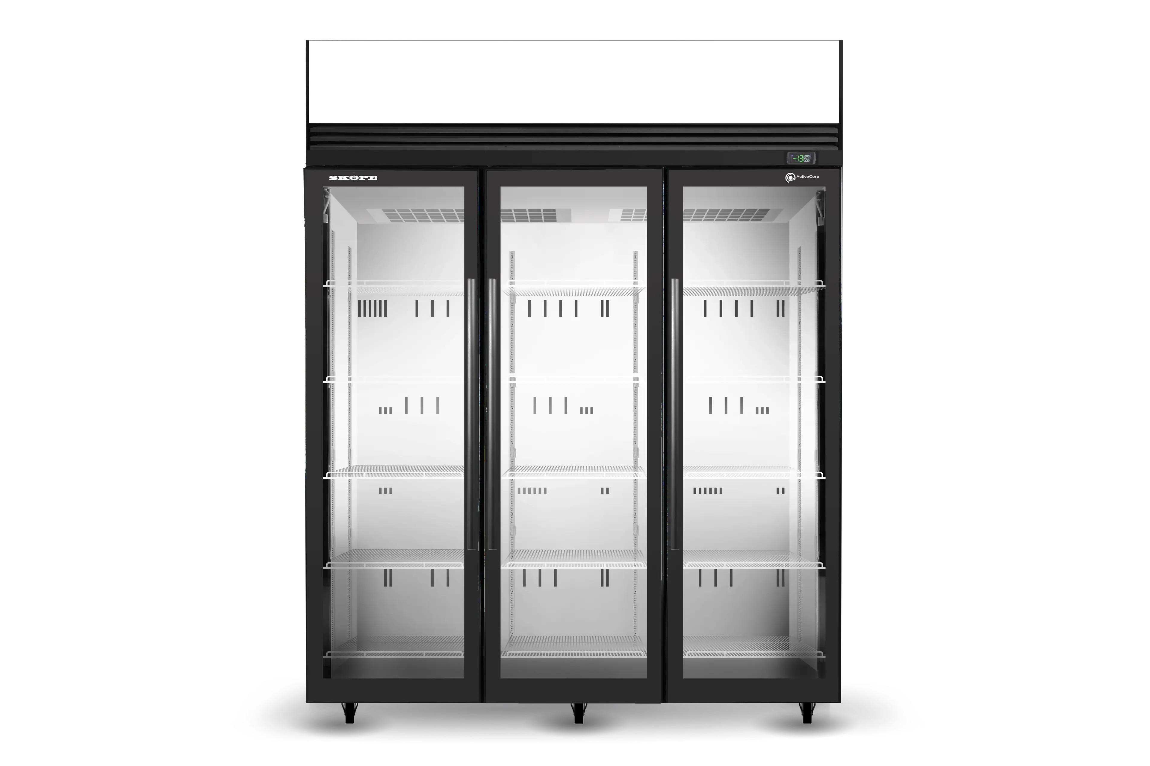 Skope SKFT1500N-AC 3 Glass Door Upright Display or Storage Freezer, Lit Sign - SKFT1500N-AC