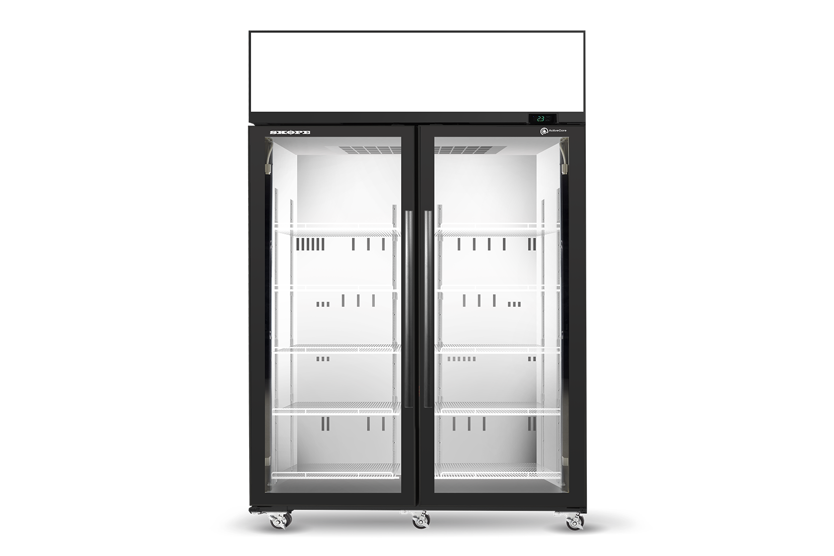 Skope SKT1300N-AC 2 Glass Door Display or Storage Fridge, Lit Sign - SKT1300N-AC