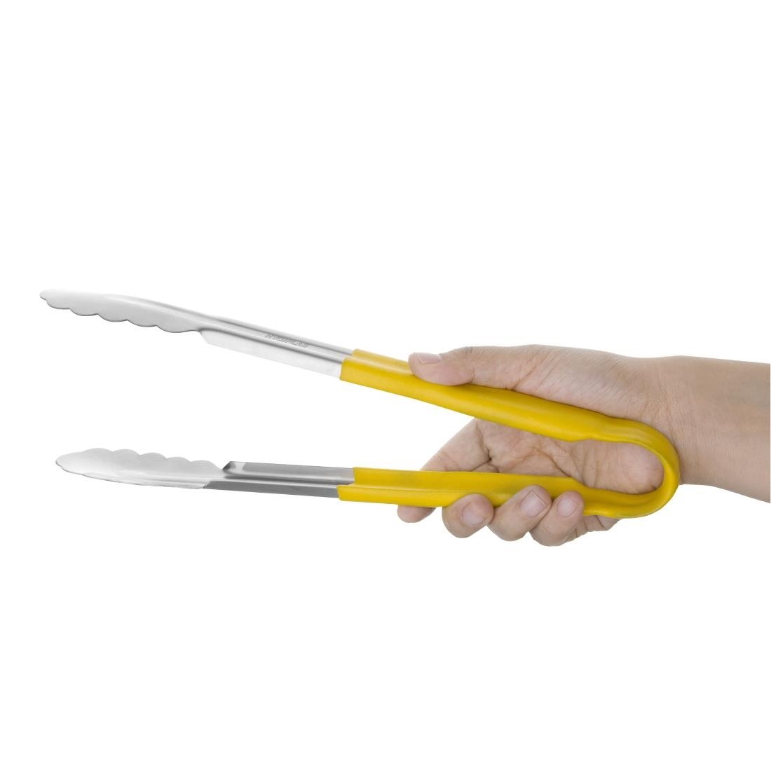 Hygiplas Colour Coded Yellow Serving Tongs 300mm CB157