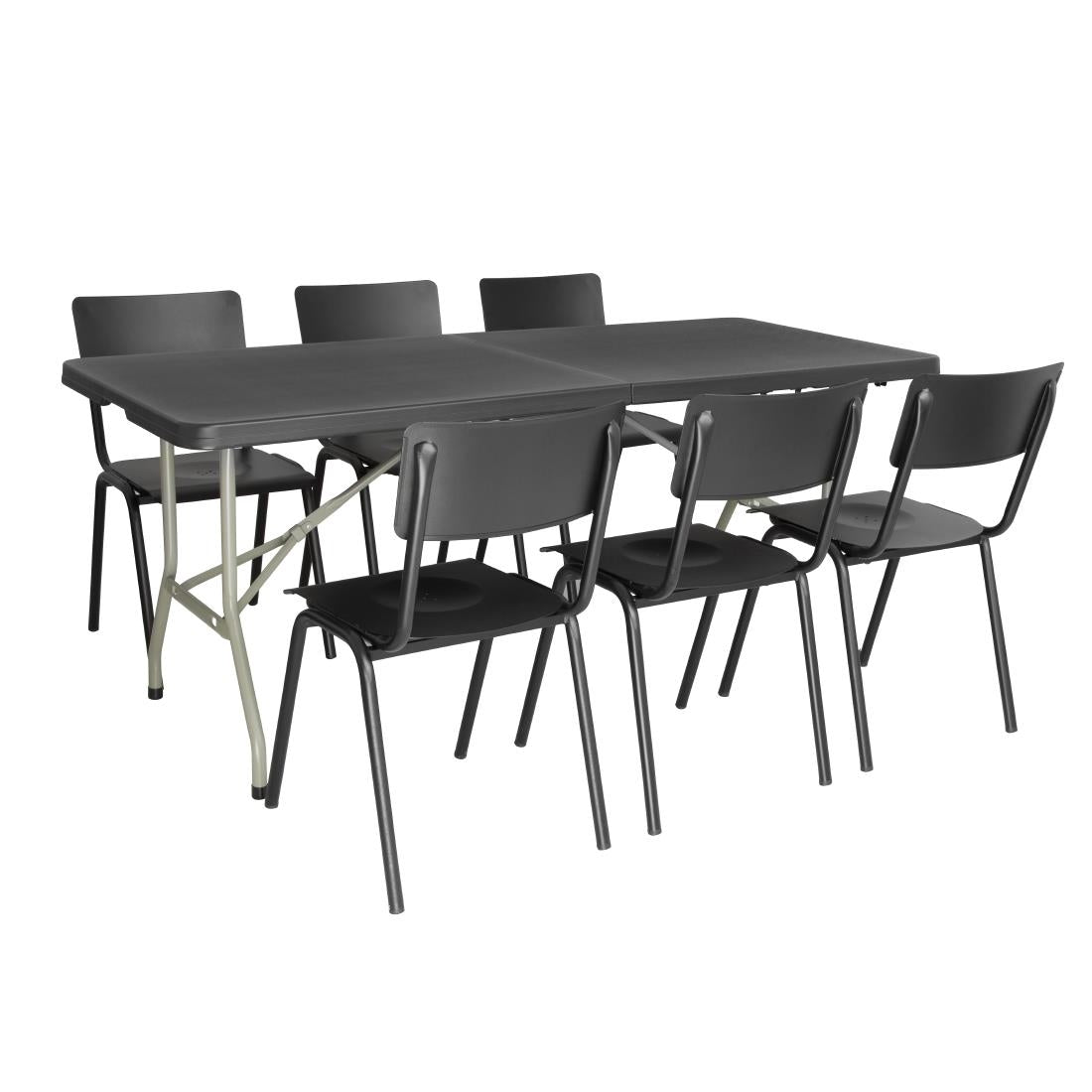 Bolero Centre Folding Utility Table 6ft Black CB518