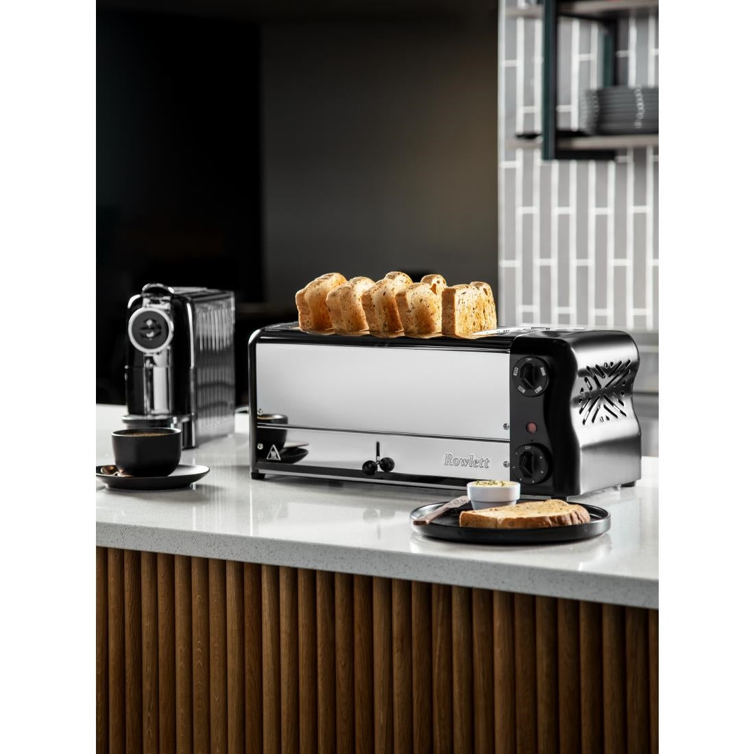 Rowlett Esprit 6 Slot Toaster Jet Black with Elements & Sandwich Cage CH187-A