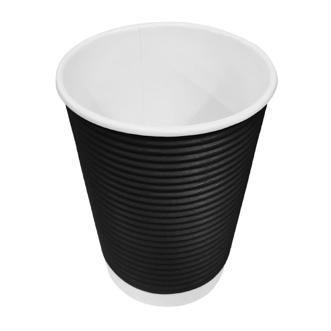 Fiesta Recyclable Takeaway Coffee Cups Ripple Wall Kraft Black 225ml (Pack of 25) CM540
