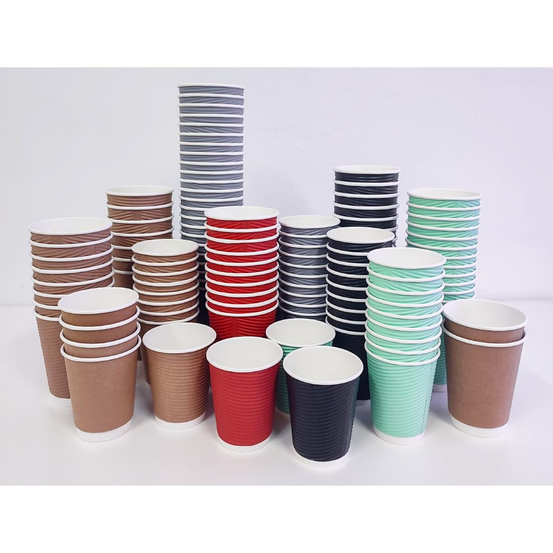 Fiesta Recyclable Takeaway Coffee Cups Ripple Wall Charcoal 225ml (Pack of 500) GP433