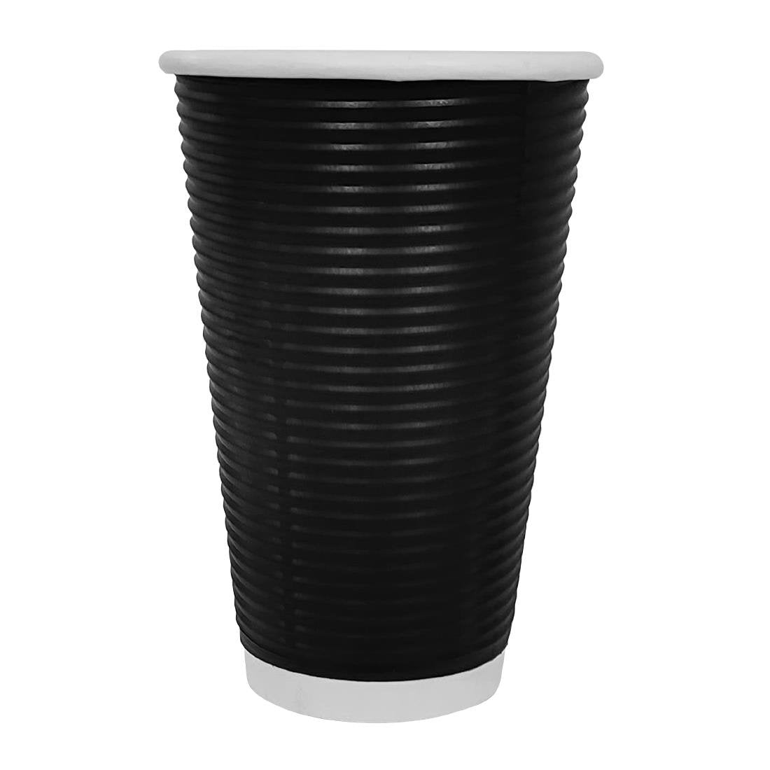 Fiesta Recyclable Takeaway Coffee Cups Ripple Wall Kraft Black 450ml (Pack of 500) CM545
