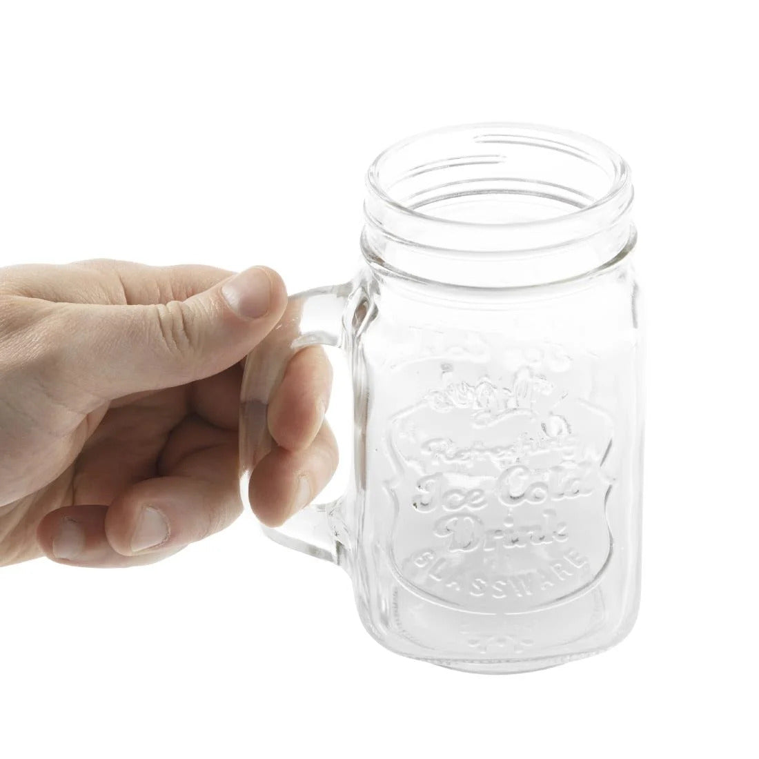 Olympia Glass Handled Mason Jars - 470ml (Pack 12) CM698