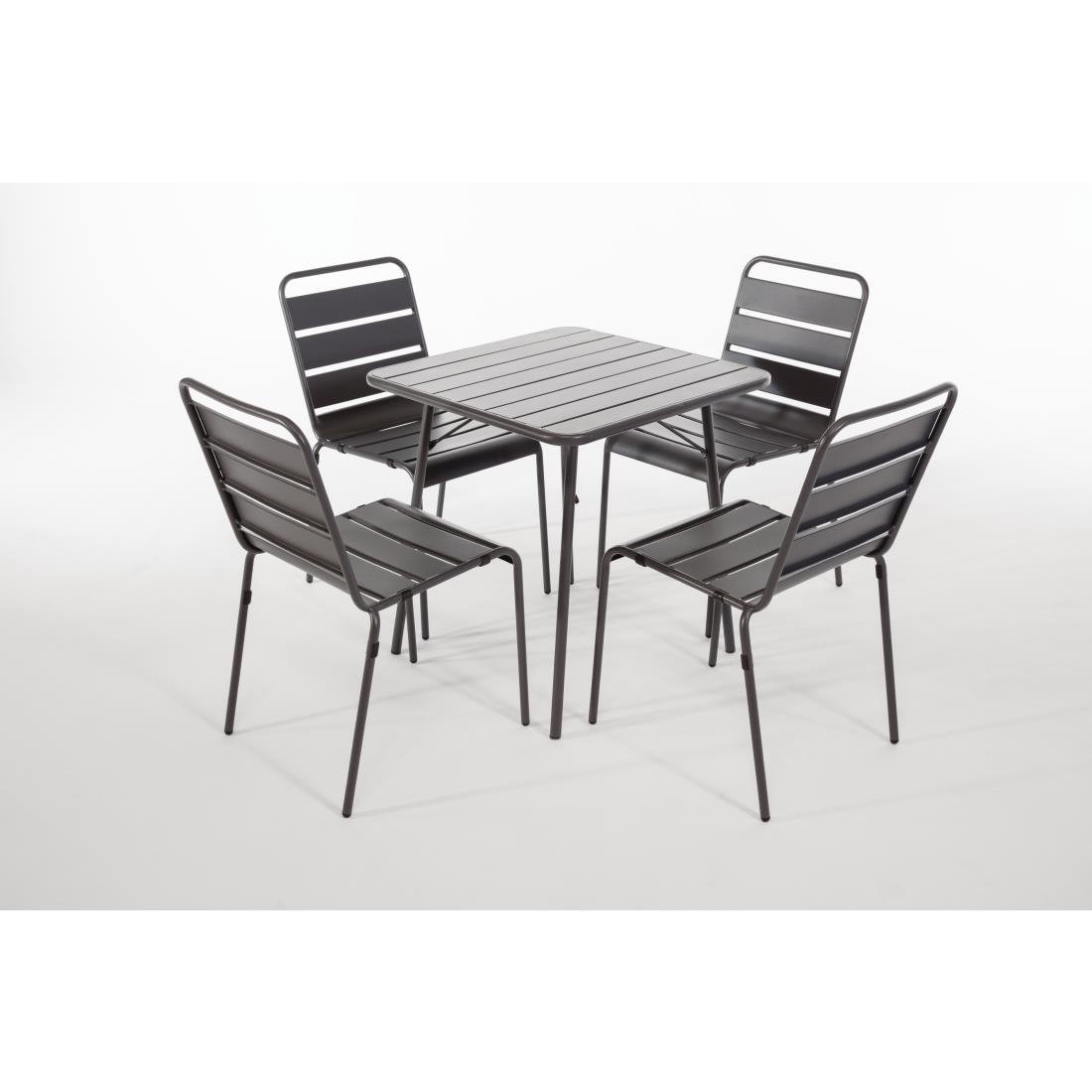 Bolero Slatted Steel Side Chairs Grey (Pack of 4) CS727