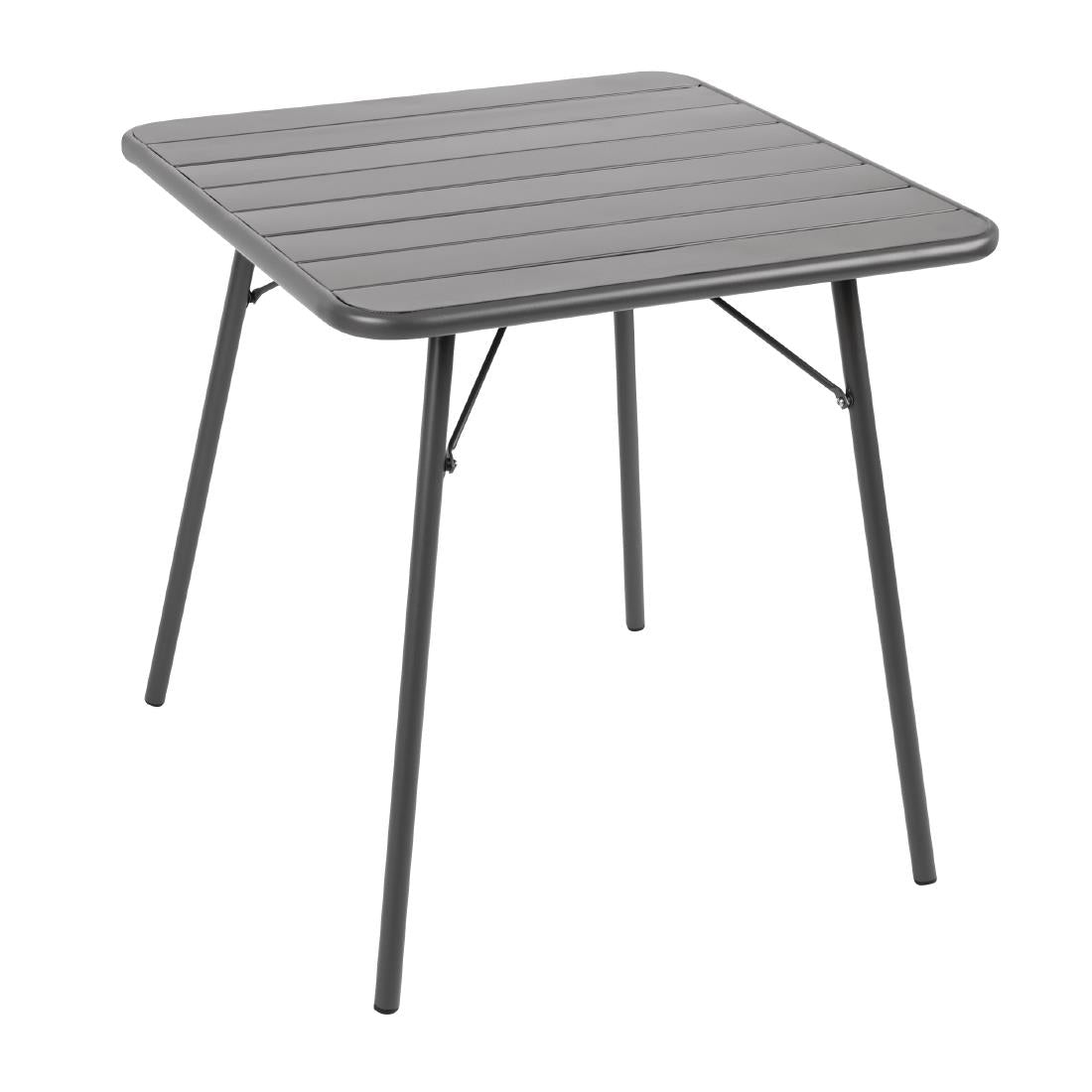 Bolero Square Slatted Steel Table Grey 700mm CS730