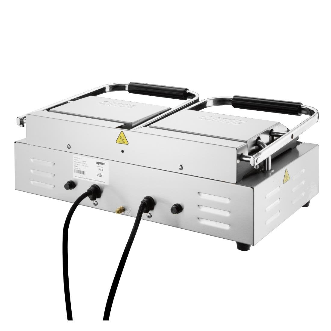 Apuro Double Contact Grill Ribbed Plates with Timer CU611-A