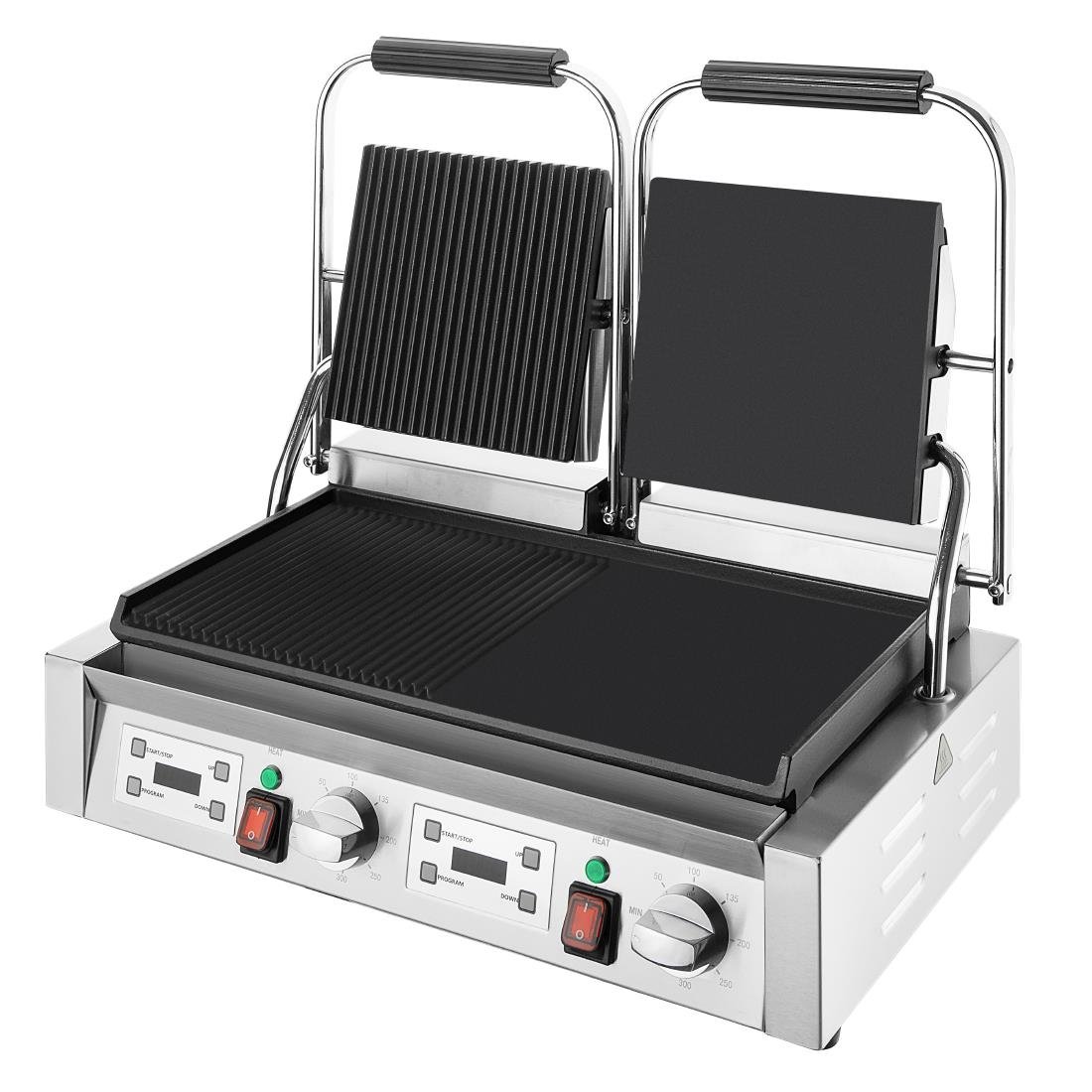 Apuro Double Half Ribbed Contact Grill CU613-A