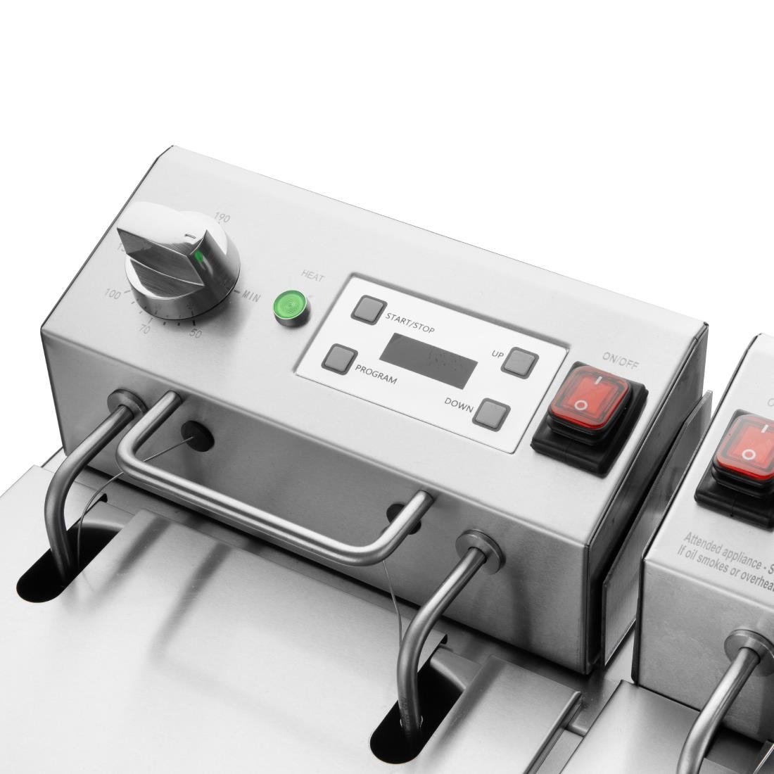 Apuro Twin Tank Electric Fryer with Timer 2x8Ltr CU621-A
