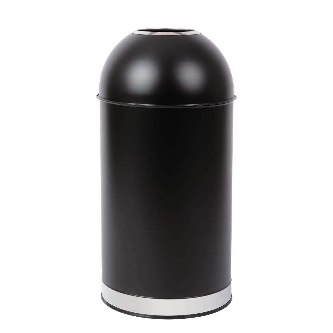 Bolero Stainless Steel Open Lid Bullet Bin Black 40 Litre CW954