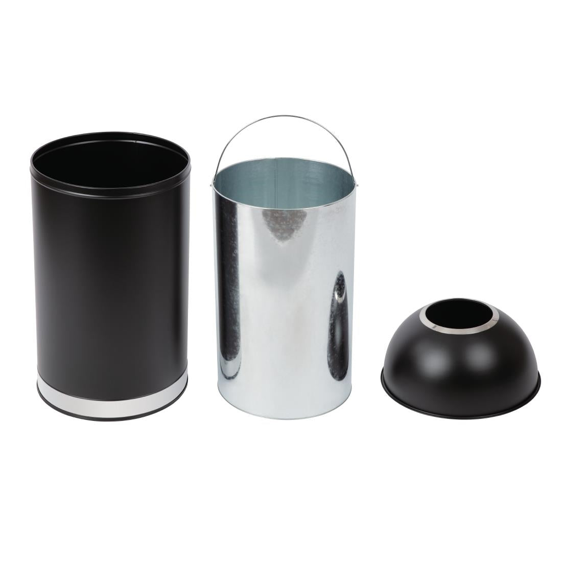 Bolero Stainless Steel Open Lid Bullet Bin Black 40 Litre CW954