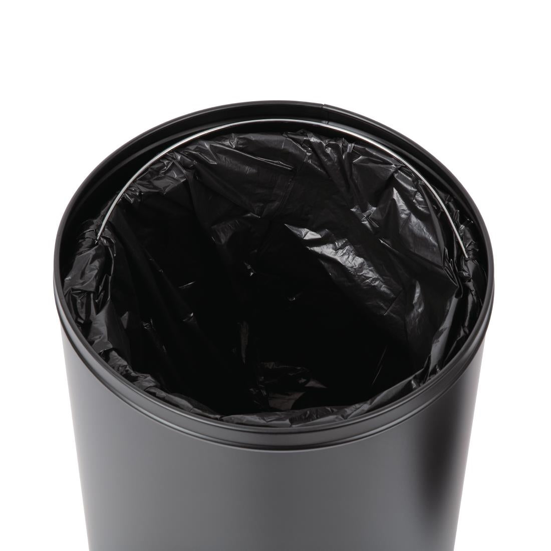 Bolero Stainless Steel Open Lid Bullet Bin Black 40 Litre CW954