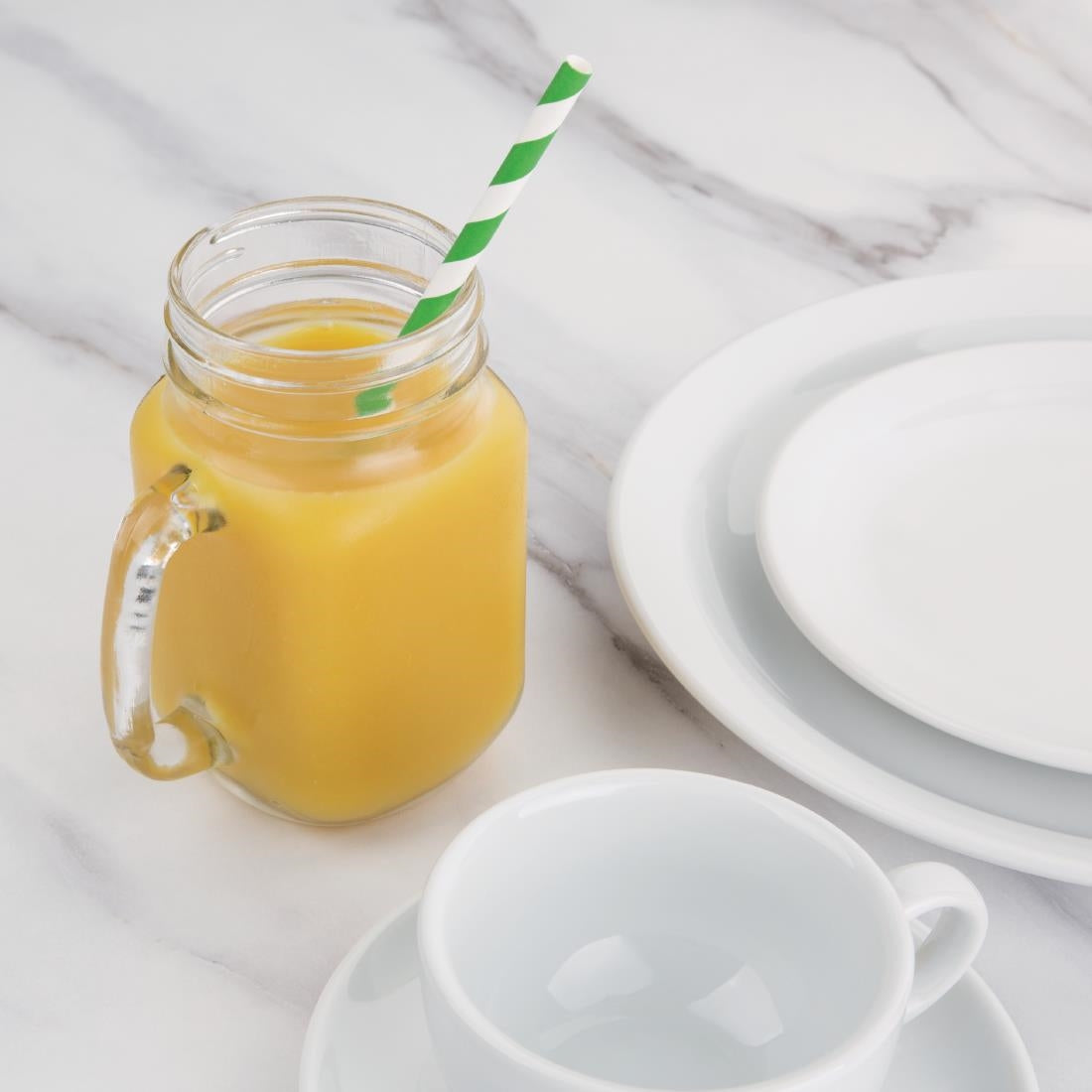 Fiesta Compostable Paper Straws Green Stripes (Pack of 250) DE928