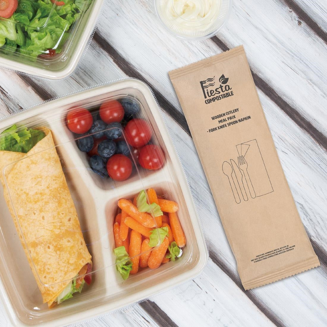Fiesta Compostable Wooden Cutlery Meal Pack (Pack of 250) DF422