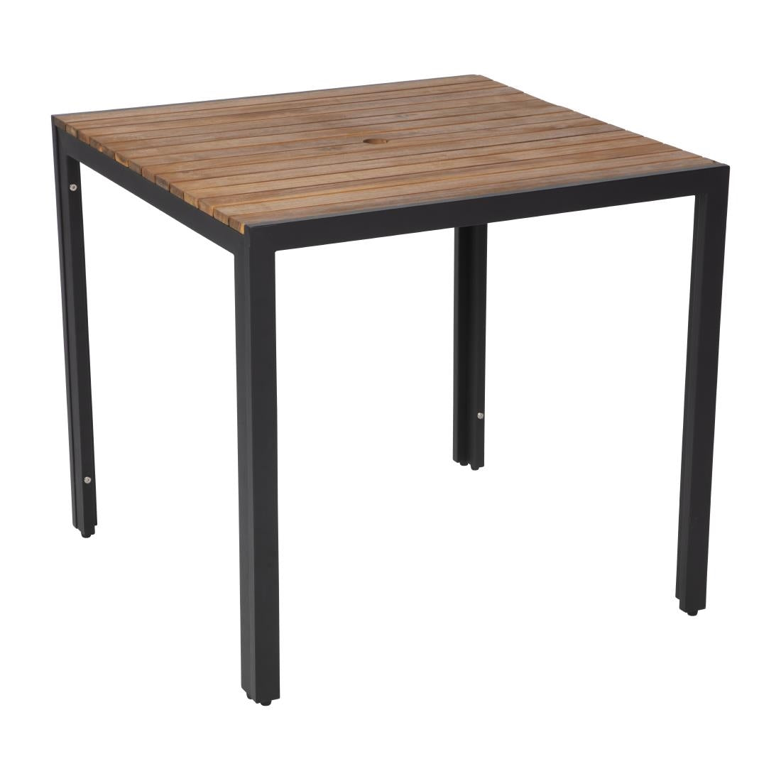 Bolero Square Steel and Acacia Table 800mm DS152
