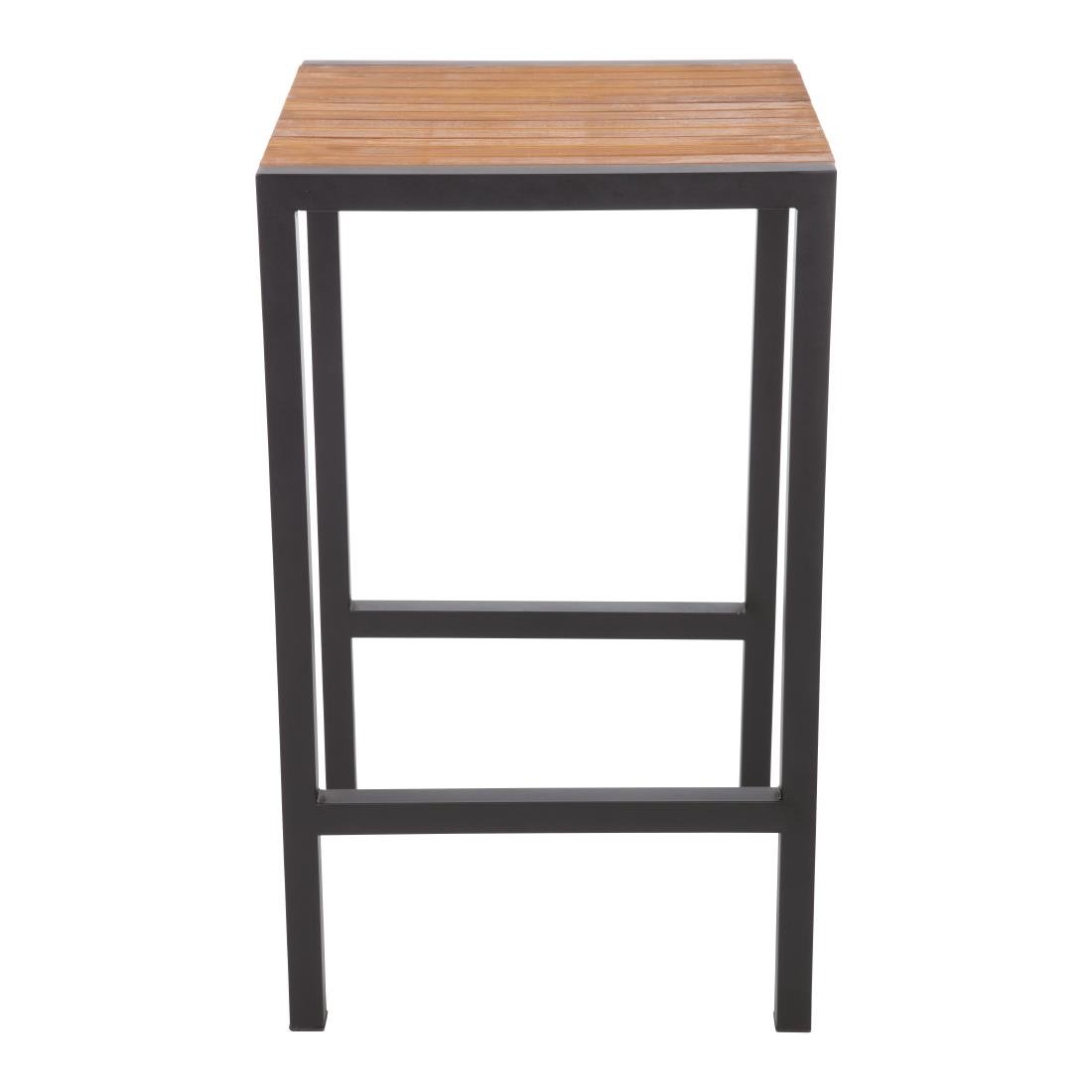 Bolero Square Steel and Acacia Bar Table 600mm DS155