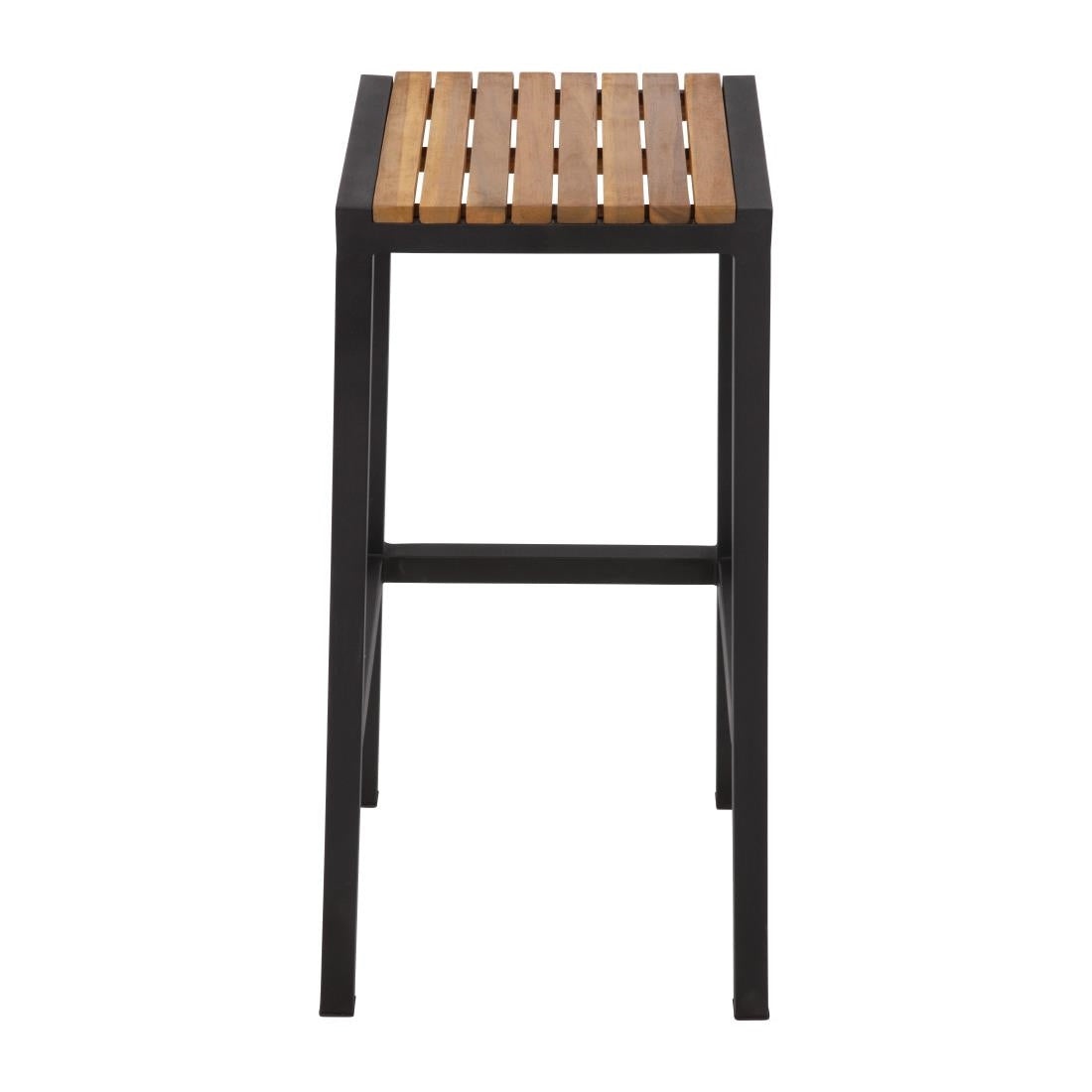 Bolero Black Steel & Acacia Wood Bar Stools (Pack of 2) DS156
