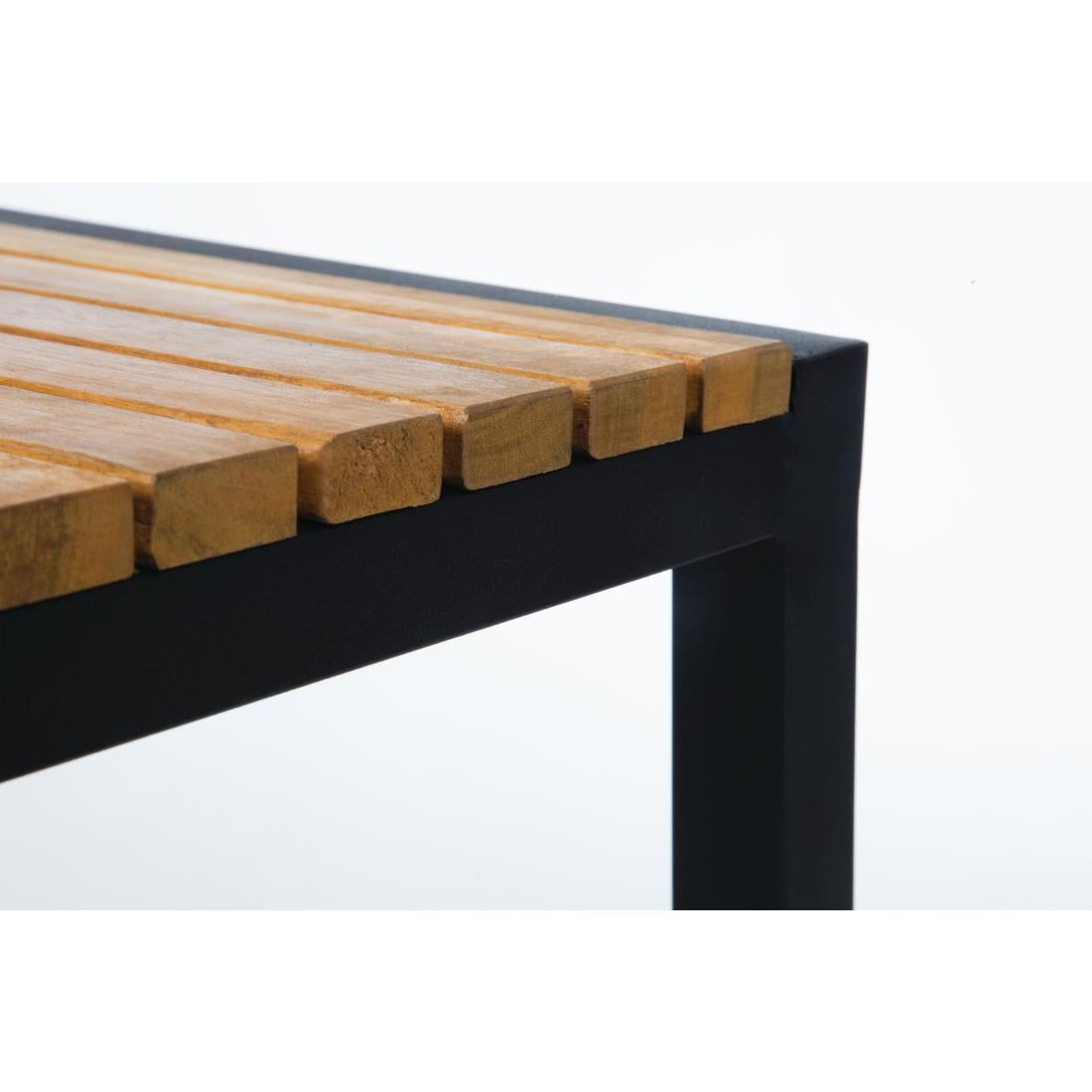 Bolero Black Steel & Acacia Wood Bar Stools (Pack of 2) DS156