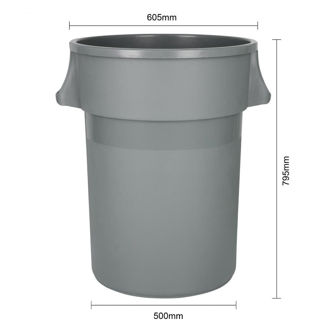 Jantex Heavy-Duty Round Bin Grey 160Ltr DX498
