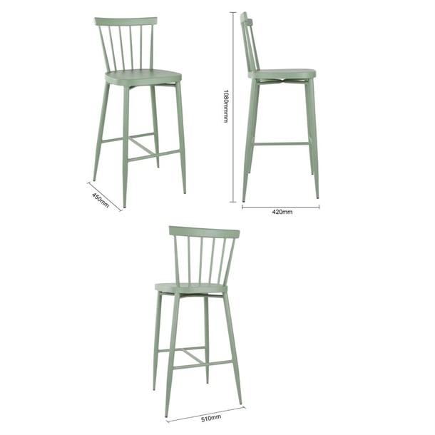 Bolero Windsor Aluminium Green High Stools (2 Pack) DX689
