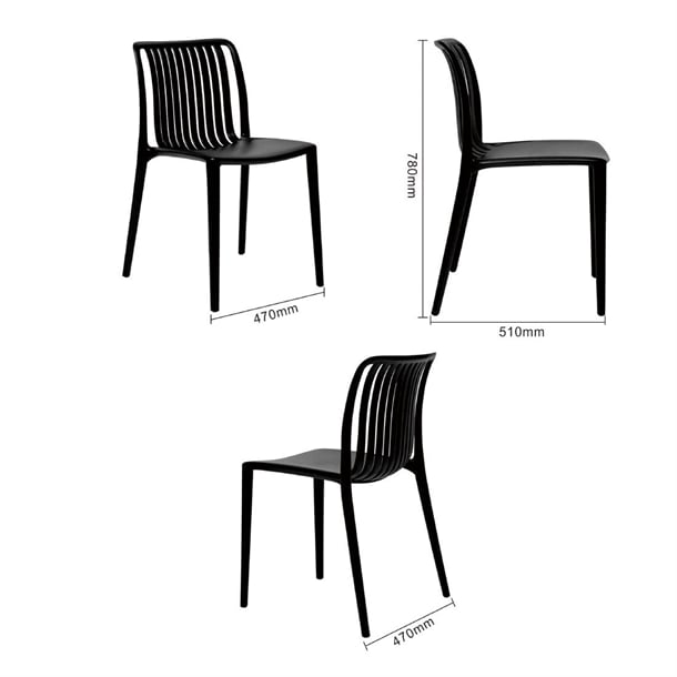 Bolero Verona Café Chairs Black (2 Pack) DX976