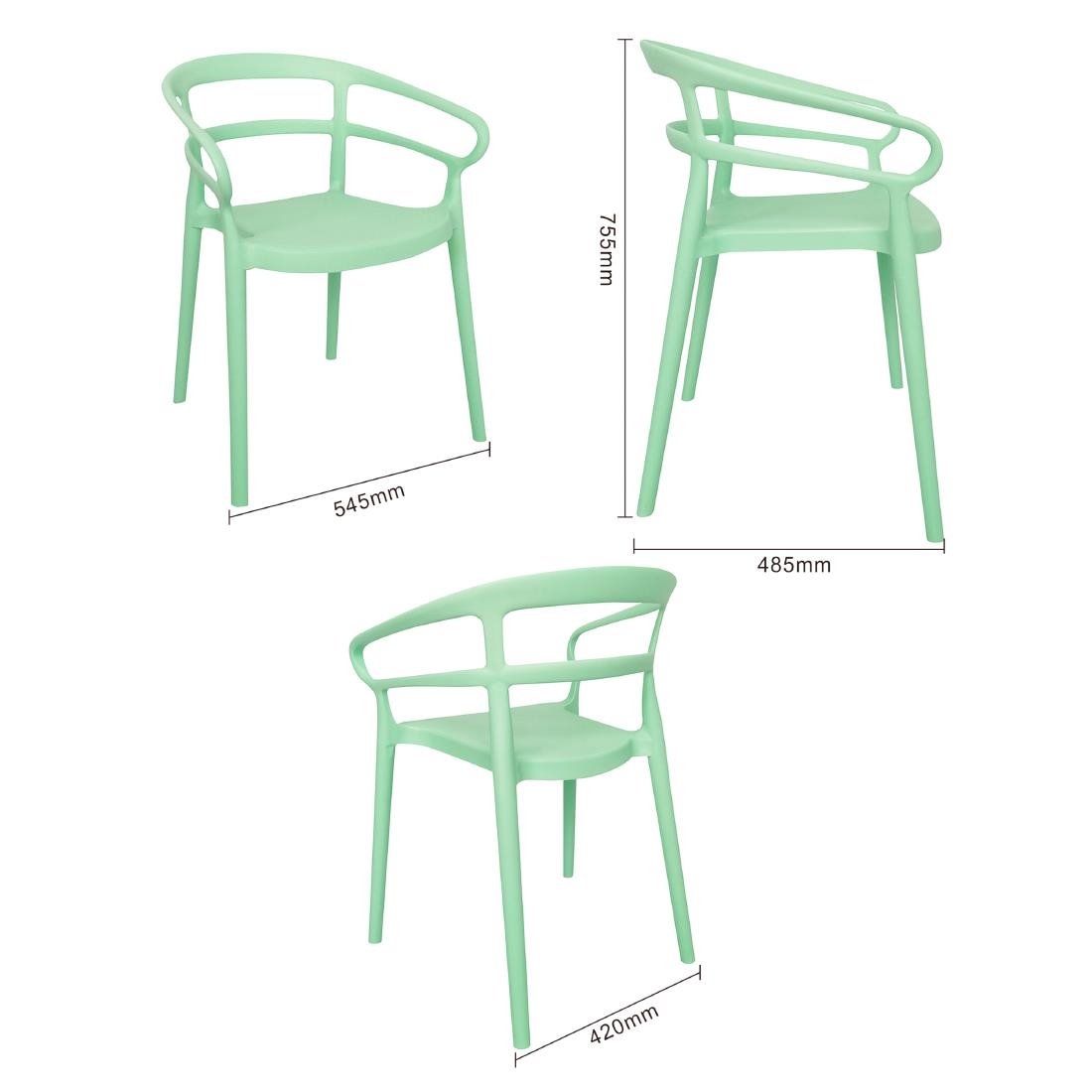 Bolero Mateo Cafe Chairs Mint Green (Pack of 2) DX981