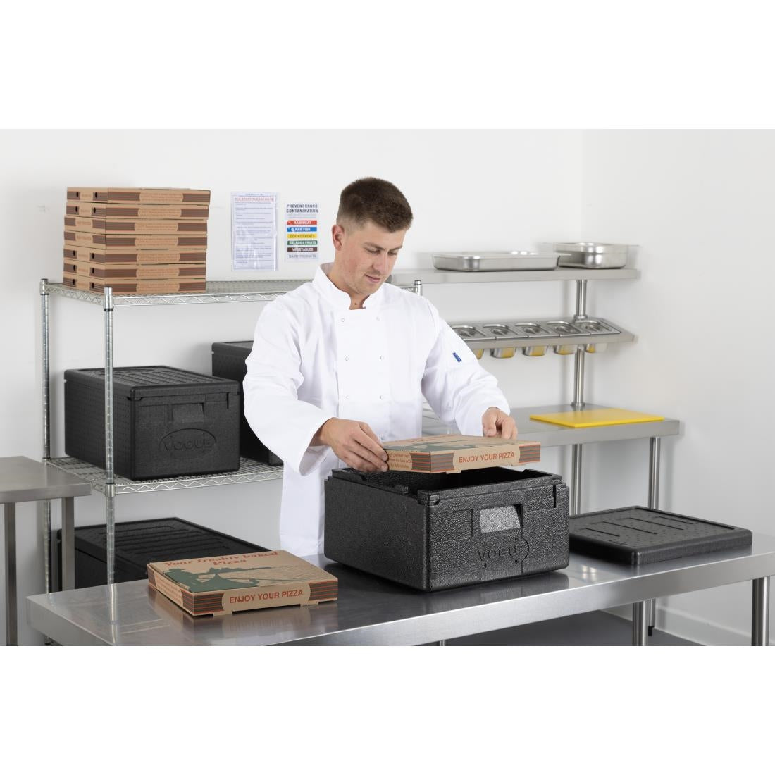 Vogue Insulated EPP Pizza Storage & Food Transport Box 22Ltr 4 Pizza Capacity DX992