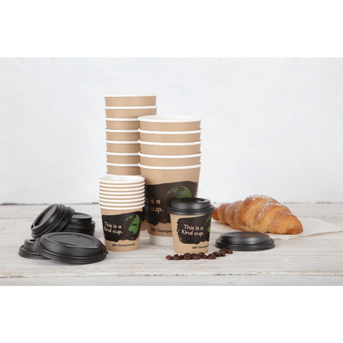 Fiesta Compostable Hot Cup Lids 340ml Pack of 50 DS055