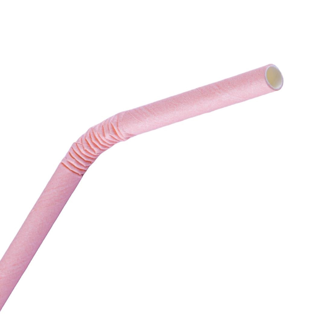 Fiesta Compostable Bendy Paper Straws Pink (Pack of 250) FB144