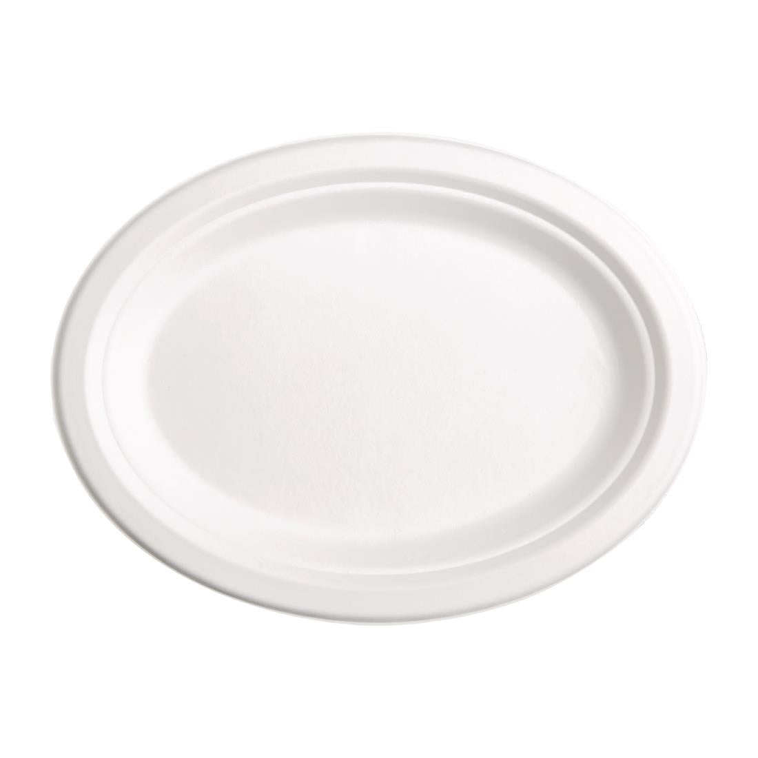 Fiesta Compostable Bagasse Oval Plates 316mm (Pack of 50) FC535