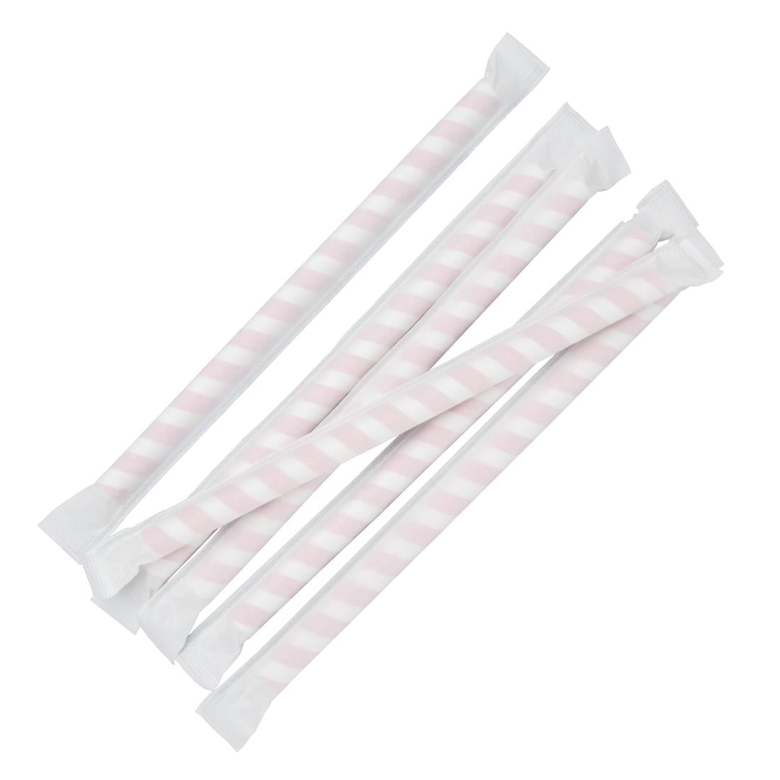 Fiesta Compostable Individually Wrapped Paper Smoothie Straws Red Stripes (Pack of 250) FP443