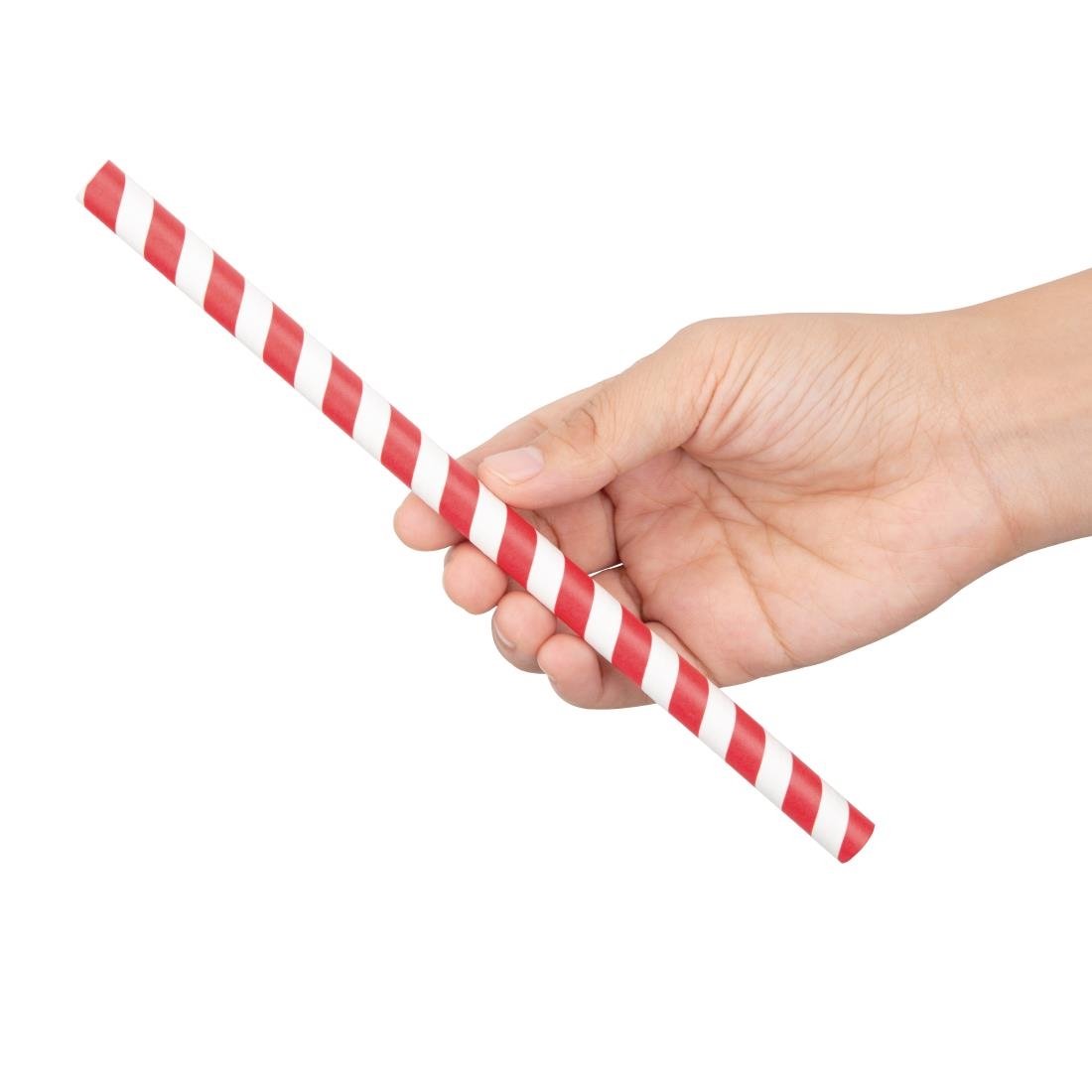 Fiesta Compostable Individually Wrapped Paper Smoothie Straws Red Stripes (Pack of 250) FP443