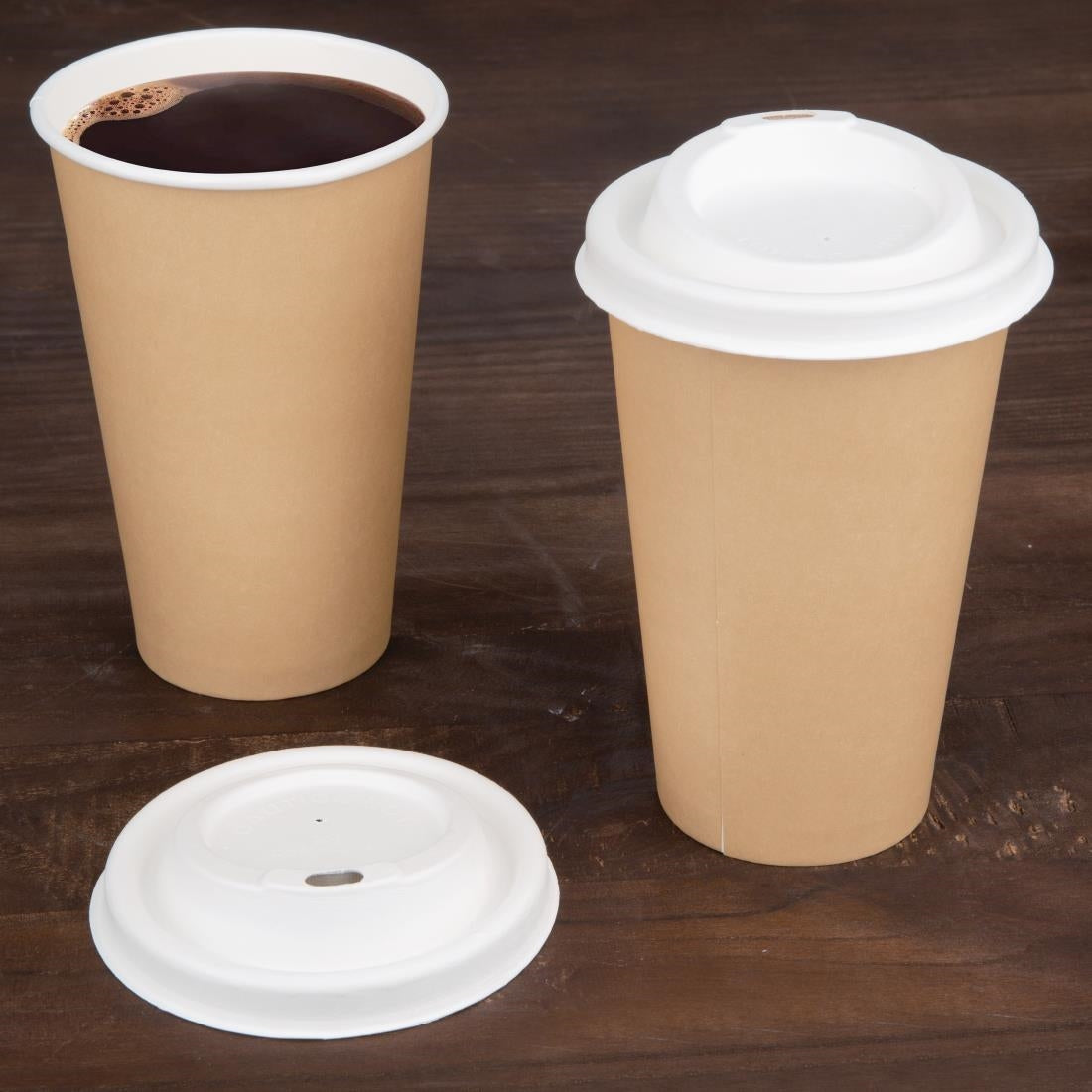 Fiesta Compostable Bagasse Coffee Cup Lids 340ml (Pack of 1000) FS061